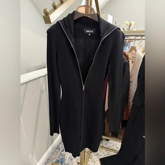 SER.O.YA Black Mini Dress with Silver Zipper (Brand New/Never Worn) NWT Size XL - Picture 8 of 11